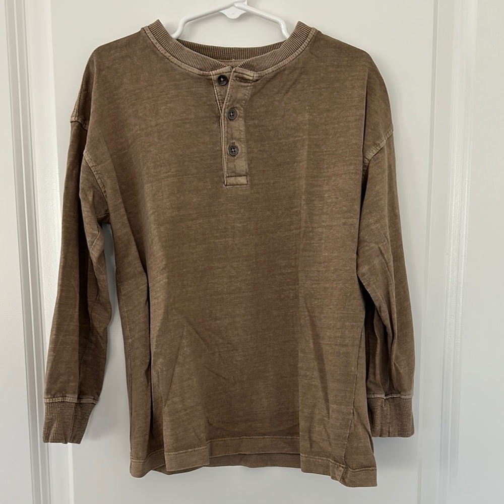 Casual Brown Henley Shirt